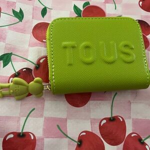 Lime Green Wallet with bear charm